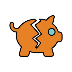 Savings broken, broken, cracked icon