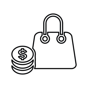 Revenue shopping, coins, currency icon ,line icon design vector,