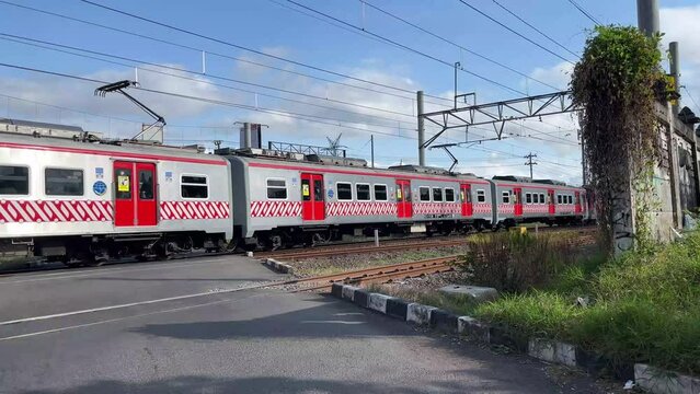 Klaten, Indonesia - August 4, 2023 : Commuter Line KRL Jogja Solo route has departed