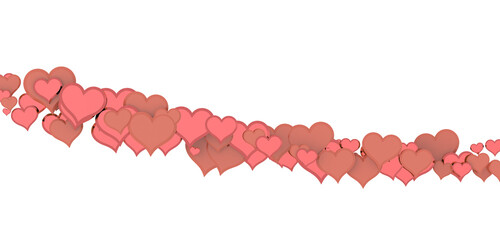 Falling red and pink hearts isolated on transparent background. Valentine’s day design. 3D...