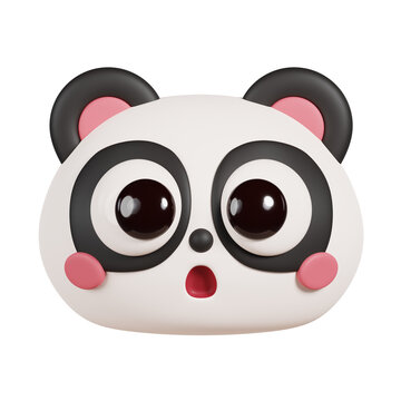 Panda Face Emoticon Icon and Symbol isolated. Cute Cartoon Animal Head. 3D Render Illustration