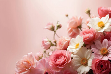Obraz na płótnie Canvas Cute flowers bouquet on pink background