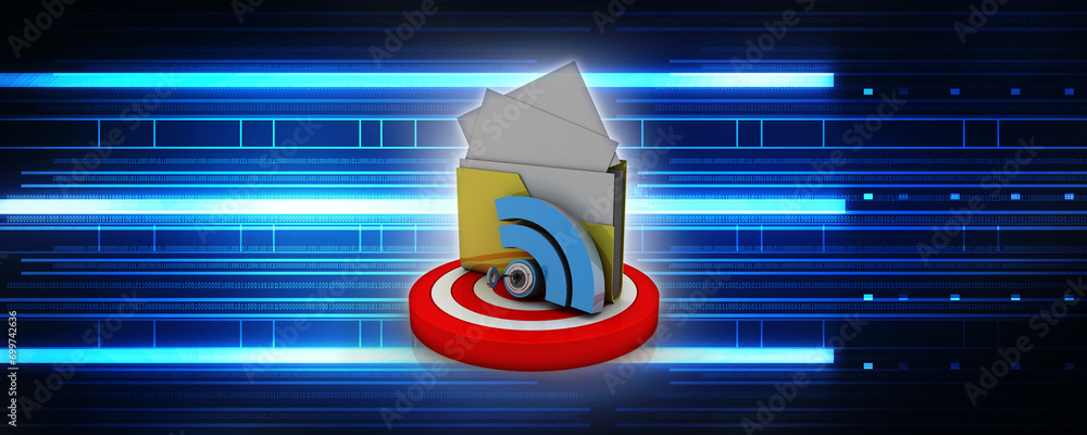 Poster 3d illustration wifi symbol with cloud folder in target