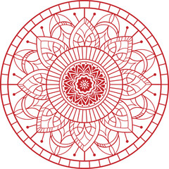 Free vector outline mandala for coloring red. decorative round ornament. pattern. design element.