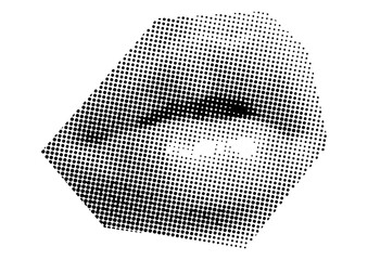 Mouth and lips, smile, tongue, dots Punk y2k black and white collage elements