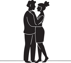 Romantic Couple Love Silhouette Illustration vector