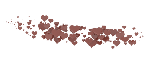 Falling red and pink hearts isolated on transparent background. Valentine’s day design. 3D rendering