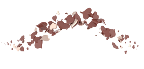 Falling red and pink hearts isolated on transparent background. Valentine’s day design. 3D rendering