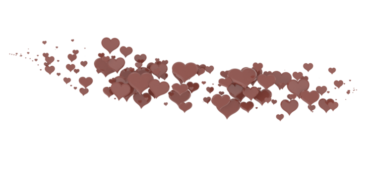 Falling red and pink hearts isolated on transparent background. Valentine’s day design. 3D rendering - Powered by Adobe