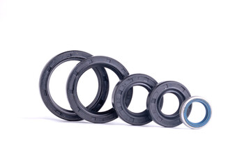 Rubber seals of bearings on a white background