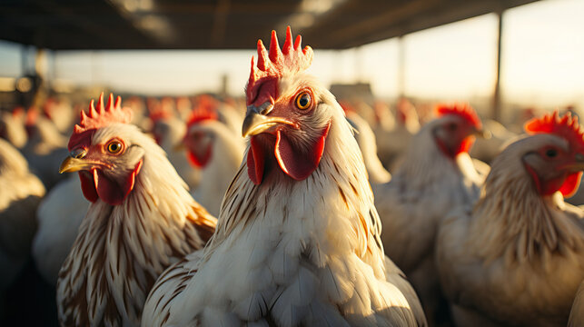Factory Farm Chickens in Crowded Conditions,  Intensive Animal Agriculture and Animal Welfare Concerns
