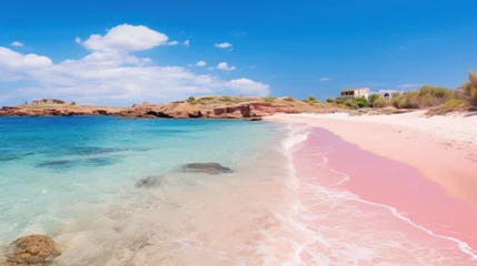 Crédence de cuisine en verre imprimé  Plage d'Elafonissi, Crète, Grèce Beach with pink sand, clear calm weather, daylight