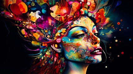 Intricate image of psychedelic goddess