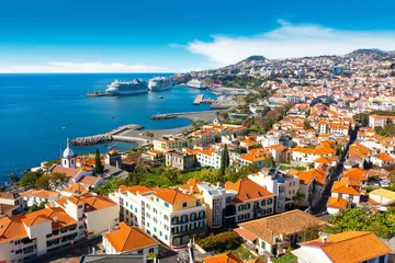 Tuinposter Panoramic view of the capital of Madeira island Funchal, Portugal  © Aleh Varanishcha