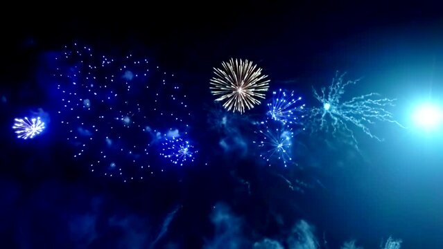 Best beautiful color fireworks in night sky. Slow motion. Sparks, outdoor, show, event, party, festive, holiday, effect, bright, light, flash, shiny, fun, dark, glow, view, display, hd. ProRes 422 HQ.