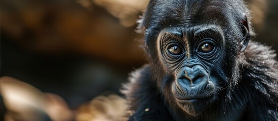 a baby gorilla in close view