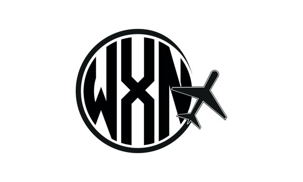 WXN three initial letter circle tour & travel agency logo design vector template. hajj umrah agency, abstract, wordmark, business, monogram, minimalist, brand, company, flat, tourism agency, tourist