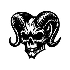 Fototapeta premium Vector logo of an evil skeleton. black and white logo of a scary skull. professional logo for tattoos, emblems, logos