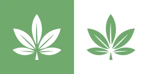 Fotobehang simple vector illustration of a weed leaf, perfect for logos and icons. A clean, minimalist design for cannabis-related businesses. © Umairzia