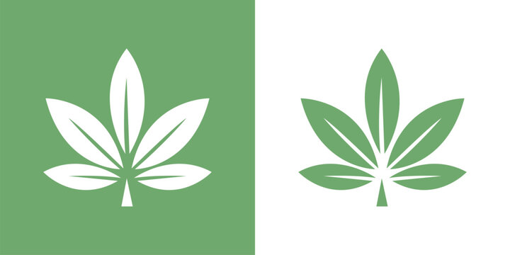 simple vector illustration of a weed leaf, perfect for logos and icons. A clean, minimalist design for cannabis-related businesses.