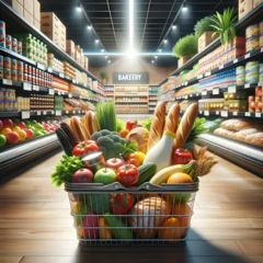 Deurstickers shopping in supermarket © Tatuta