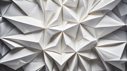 Abstract background of white polygonal origami paper.