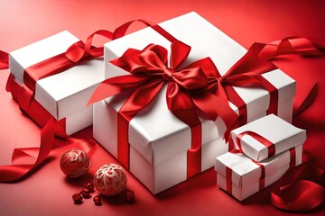 Obraz na płótnie Canvas red gift box with ribbon
