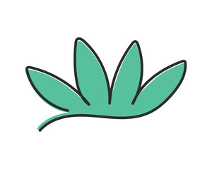 Simple hand drawn plant icon. Leaf logo. Nature and ecology symbol. Hand drawn heart shaped stone. Vector illustration