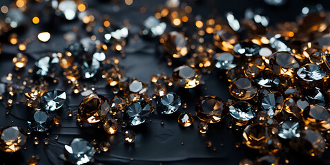 gold and black abstract crystals diamonds background