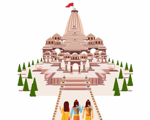 Lord rama with his wife sita and brother laxman return in ayodhya temple ram Janmabhoomi. 
