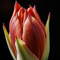 close-up photo of an opening tulip bud