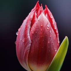 close-up photo of an opening tulip bud