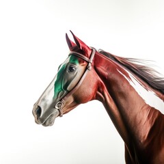 portrait of a purebred sport horse on a white background