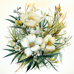 Obraz na płótnie Canvas watercolor bamboo flower clipart, Generative Ai