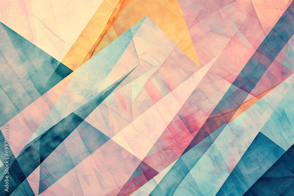 Fototapete geometric patterns in pastels, an abstract background showcasing soft and harmonious geometric patte