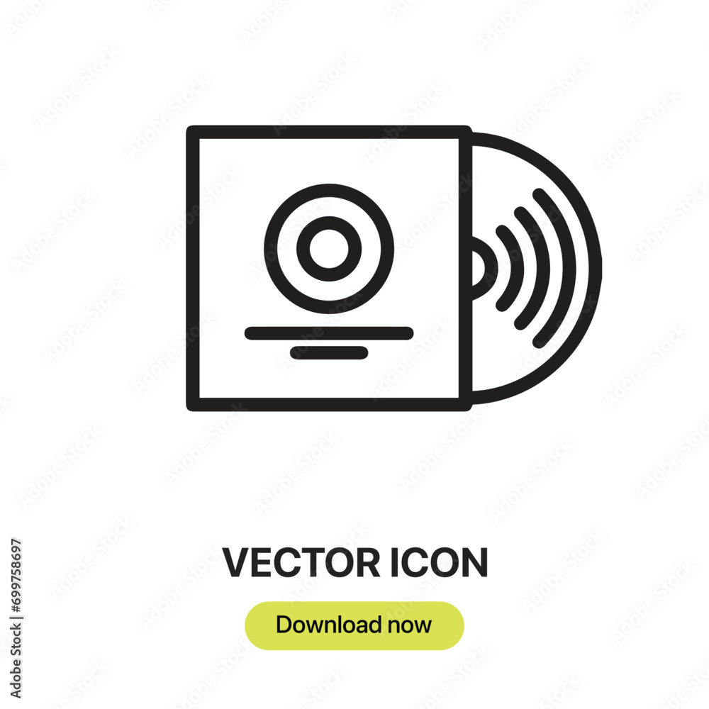 Poster vynil icon vector. linear-style sign for mobile concept and web design. vynil symbol illustration. p