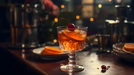 manhattan cocktail on a table