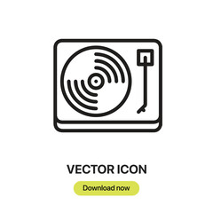 Turntable icon vector. Linear-style sign for mobile concept and web design. Turntable symbol illustration. Pixel vector graphics - Vector.