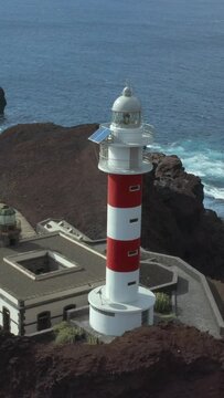 Aerial view of Punta de Teno lighthouse on Tenerife island, Spain