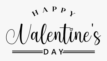 Happy Valentine's day text lettering typography poster background Vector illustration.