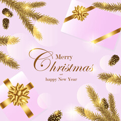 Fototapeta na wymiar Happy New Year and Christmas greeting card