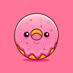 A cartoon-style donut. kawaii style. sticker.