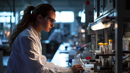 woman scientist working in the medical industry conducting research and testing