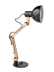 Desk lamp made of sustainable materials wood and metal.  Modern minimalist  workspace lamp.