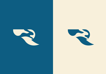 r+ rabbit vector  logo template, logo. r Letter. r logo mark.  template elements. eps - obrazy, fototapety, plakaty