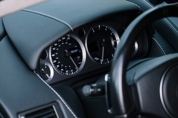 Interior of a sports car.