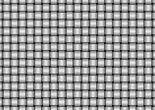 Geometryczny monochromatyczny splot, siatka - tkana tekstura w metalicznej szarej kolorystyce, tło 3d