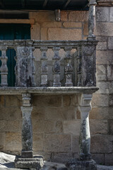 Artistic balustrade of a typical house in Combarro, Pontevedra province, Galicia, Spain