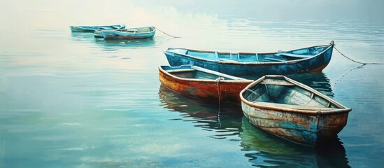 Graceful small boats symbolize simplicity, freedom, exploration, and calmness as they glide on...