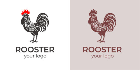 Vector rooster Chicken Cock Livestock farm icon symbol, Rooster silhouette Chicken logo vector illustration template logotype isolated on white background  © Bodega